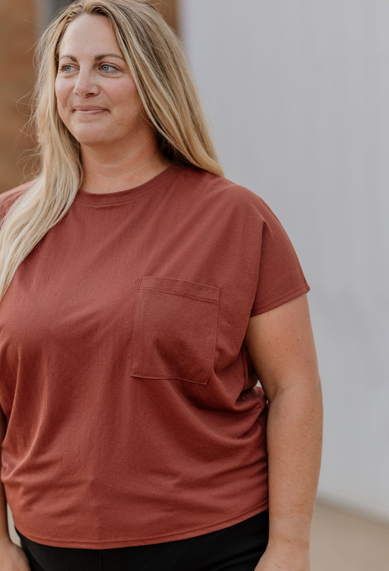 LIDIA ROUND NECK POCKET TEE 4 COLOR OPTIONS