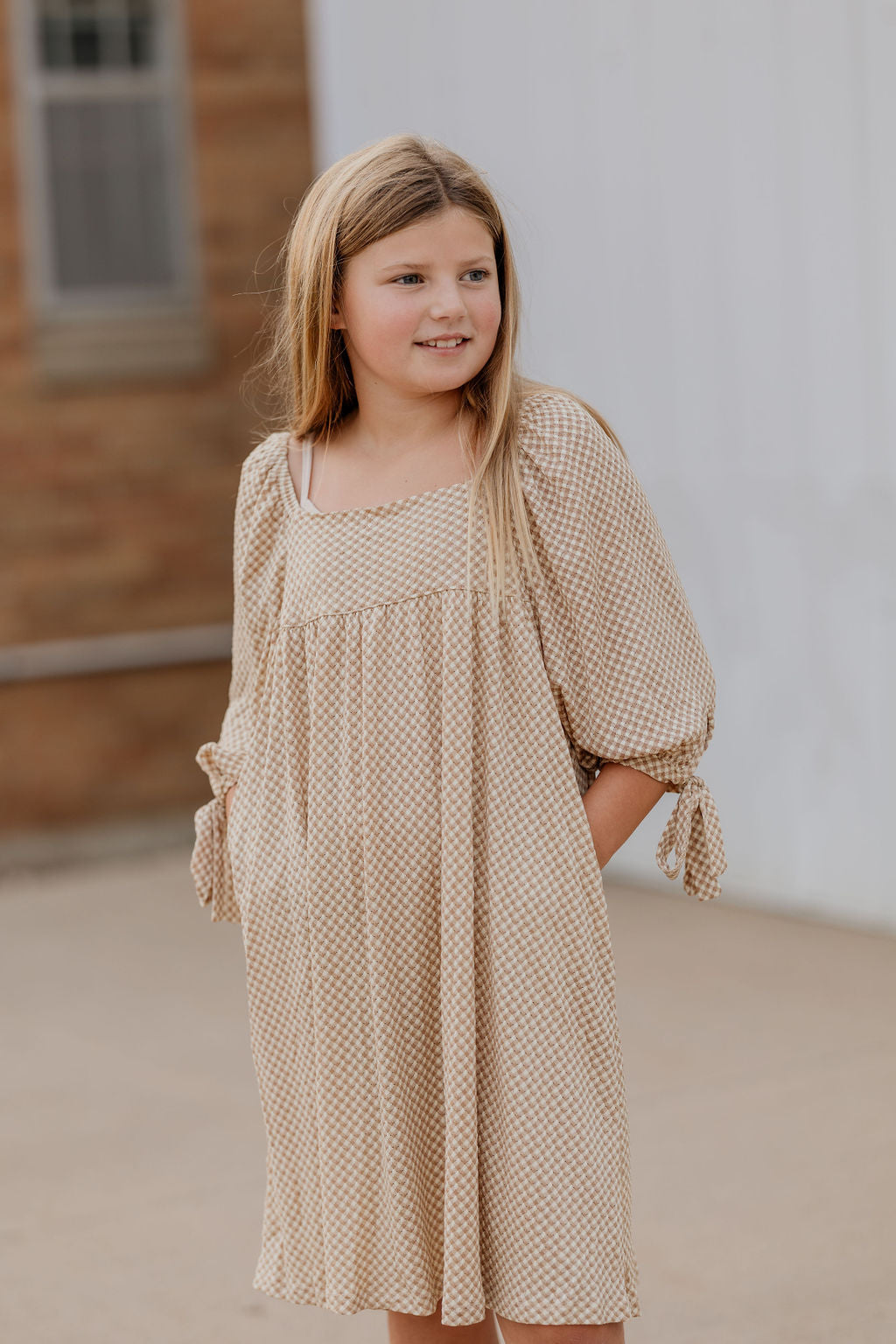 CIERA GIRLS TEXTURED YELLOW DRESS