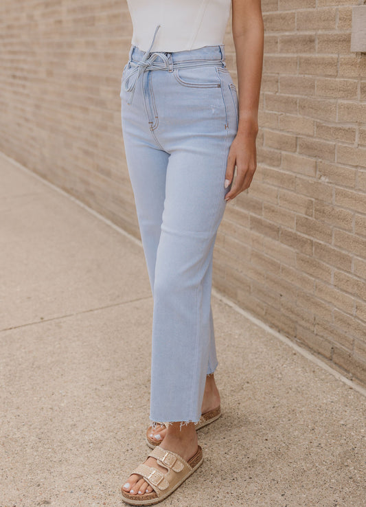 MACI LIGHT BLUE HIGH RISE WIDE STRAIGHT JEANS BY IVY & CO