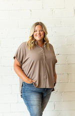 IRENE BUTTON DOWN SHORT SLEEVE BLOUSE AVAILABLE IN CURVY AND REGULAR