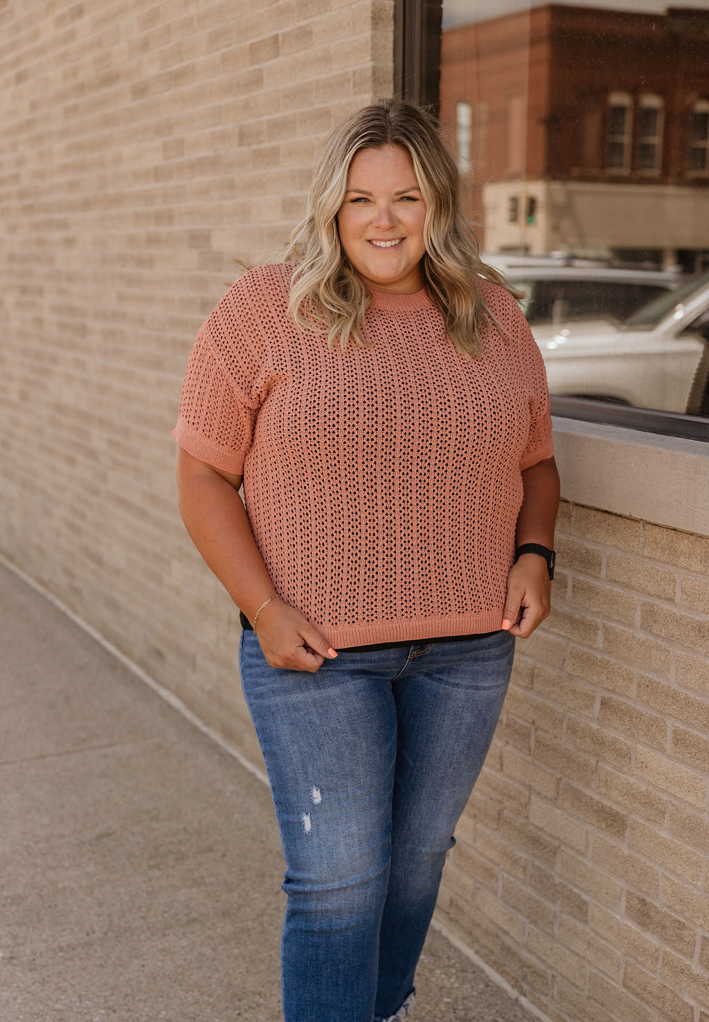 ISABELLE CURVY PINK KNITTED TOP