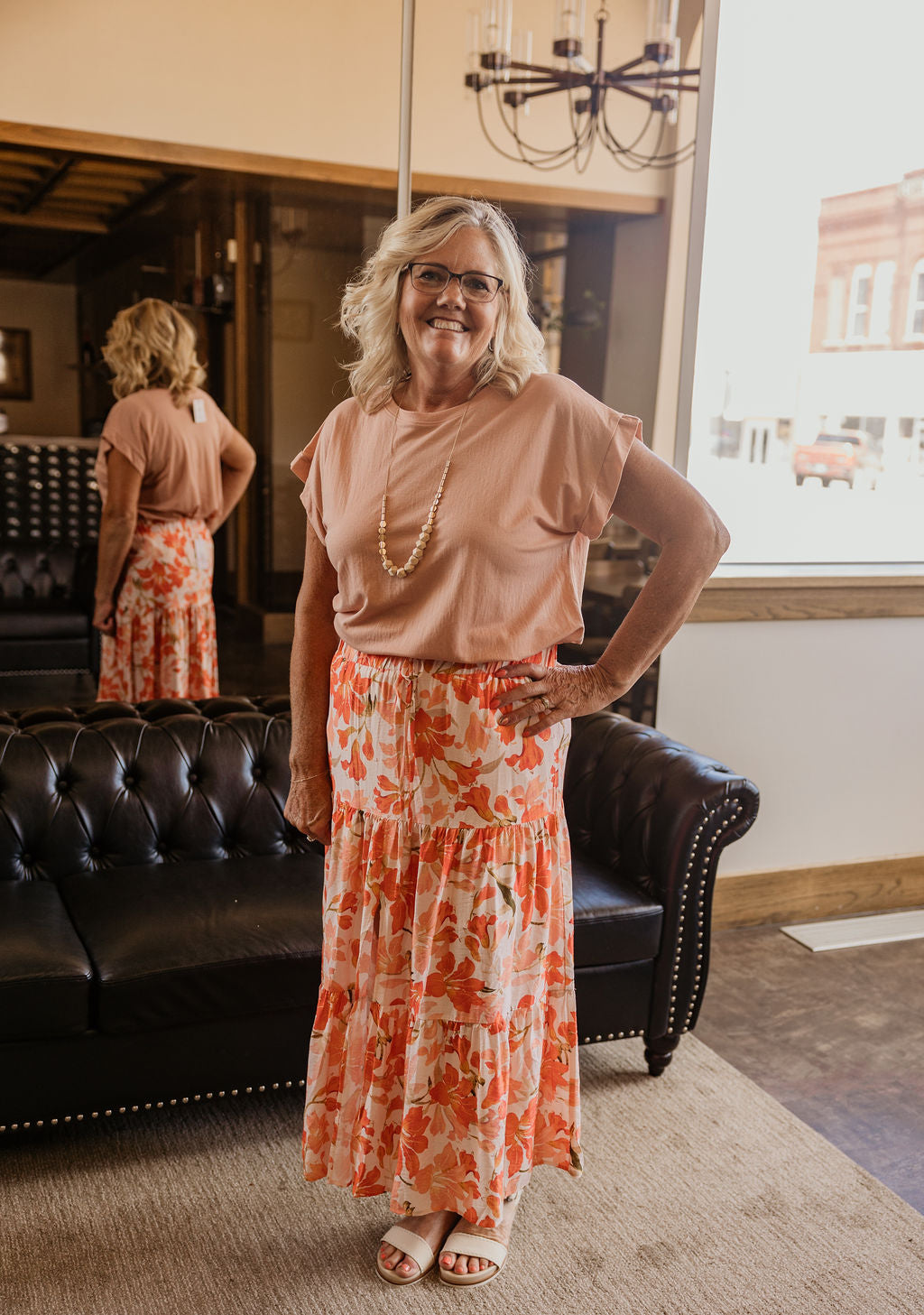 BRAELYN CORAL FLORAL BOHO SKIRT