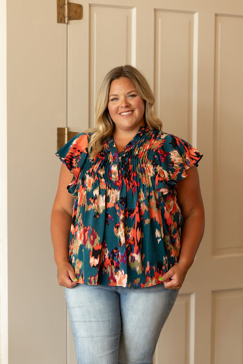 LARISA FLORAL RUFFLE DETAIL BLOUSE AVAILABLE IN CURVY AND REGULAR