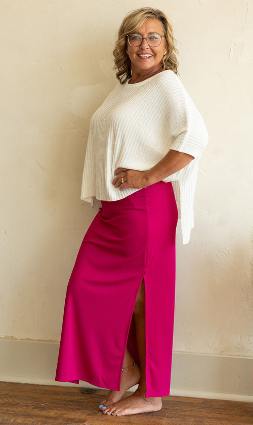 RILEE SOLID MAXI SKIRT WITH SIDE SLITS 2 COLOR OPTIONS
