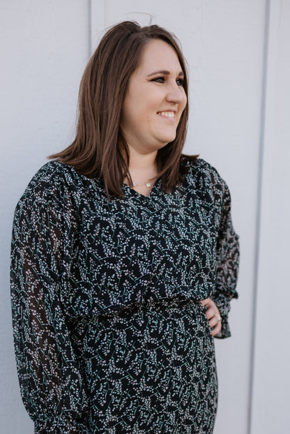 NOA BLACK FLORAL SHORT DRESS