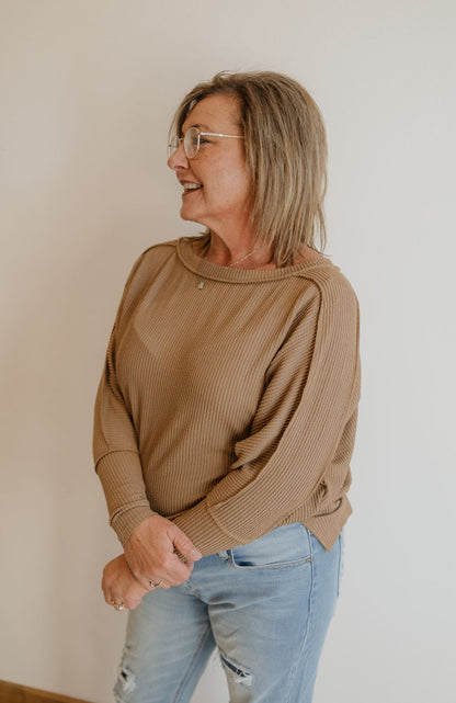 PATRICIA RIBBED LONG SLEEVE TOP