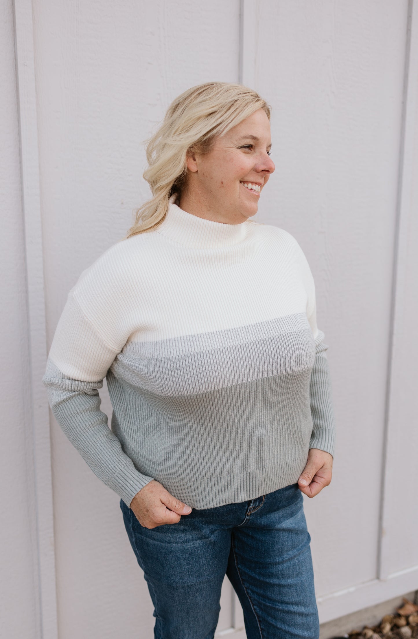 NEENA COLORBLOCK COWLNECK SWEATER 2 COLOR OPTIONS