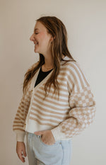 KARMEN CHECKERED STRIPED CARDIGAN BY IVY & CO