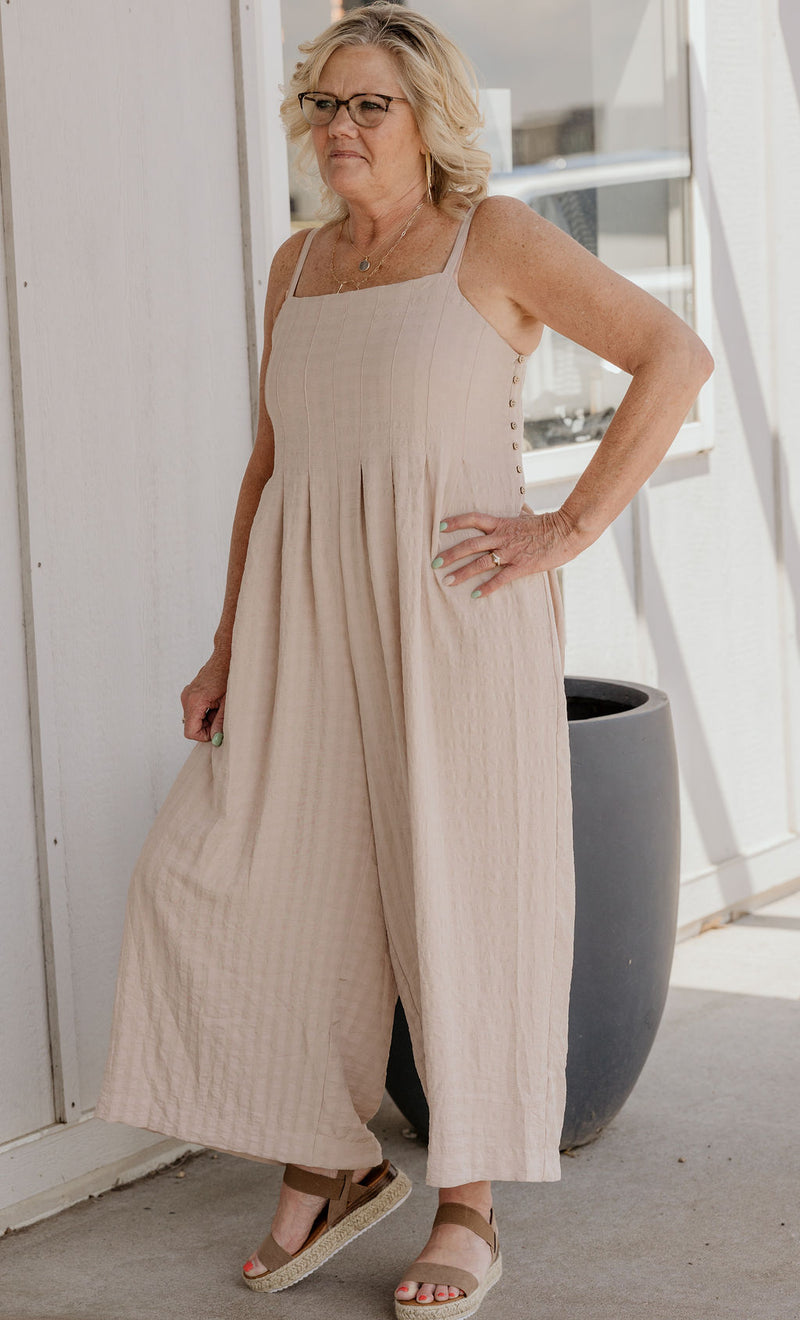 STACEY TEXTURED SAND JUMPSUIT