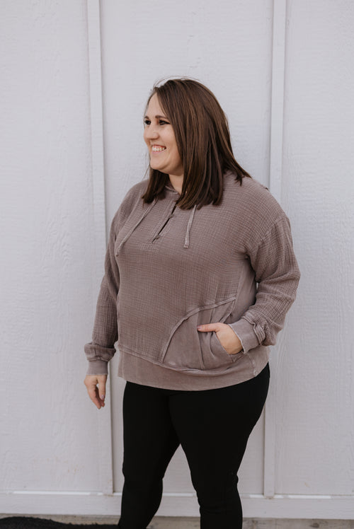 BRYNLEE CHOCOLATE MINERAL WASHED TOP
