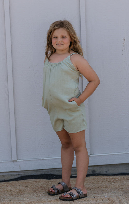 GIRLS POCKET SLEEVELESS ROMPER