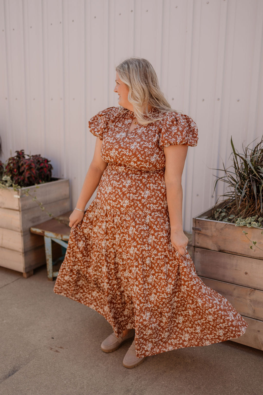 AUTUMN CURVY FLORAL MAXI DRESS