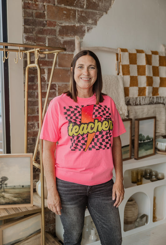 TEACHER GRAPHIC TEE WITH LIGHTNING BOLT