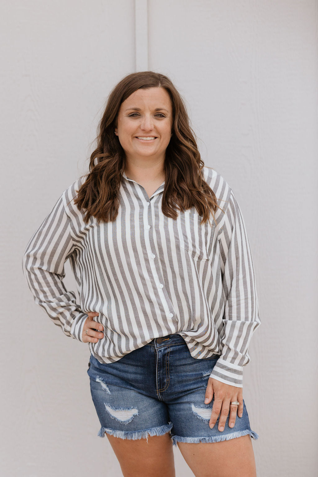 APRIL STRIPED BUTTON DOWN TOP 2 COLOR OPTIONS