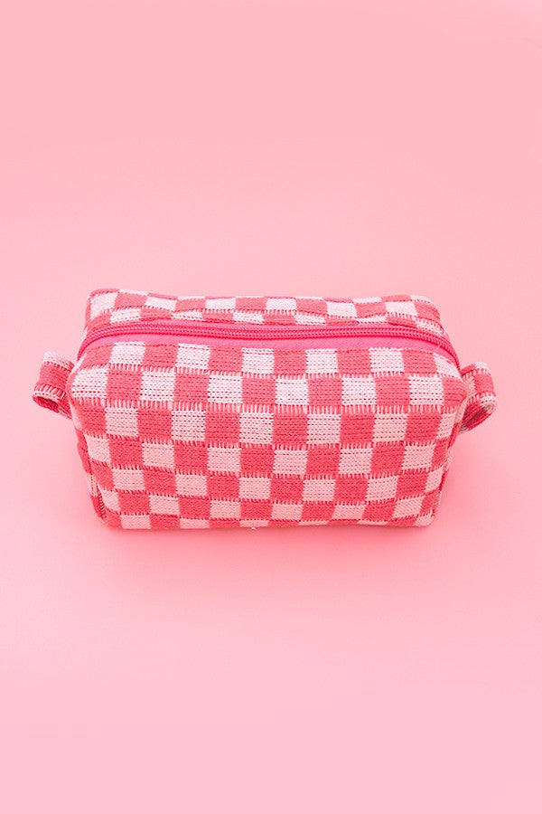 CHECKERED COSMETIC POUCH