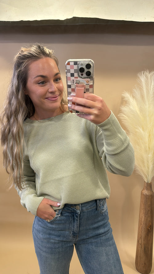 SADIE TEXTURED LIGHTWEIGHT SWEATER 3 COLOR OPTIONS