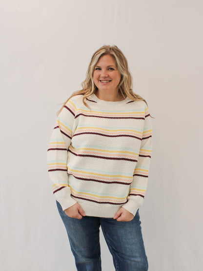 LILY REG/CURVY STRIPED KNIT SWEATER