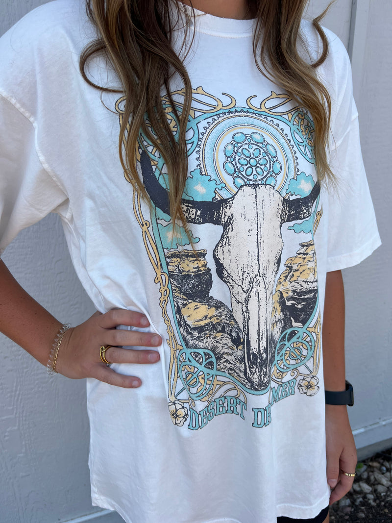 IVORY DESERT DREAMER OVERSIZED GRAPHIC TEE BY IVY & CO
