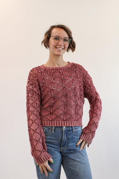 NAYSHA CROCHET KNIT SWEATER