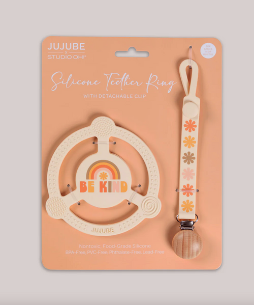 JUJUBE SILICONE TEETHING RINGS WITH DETACHABLE CLIP