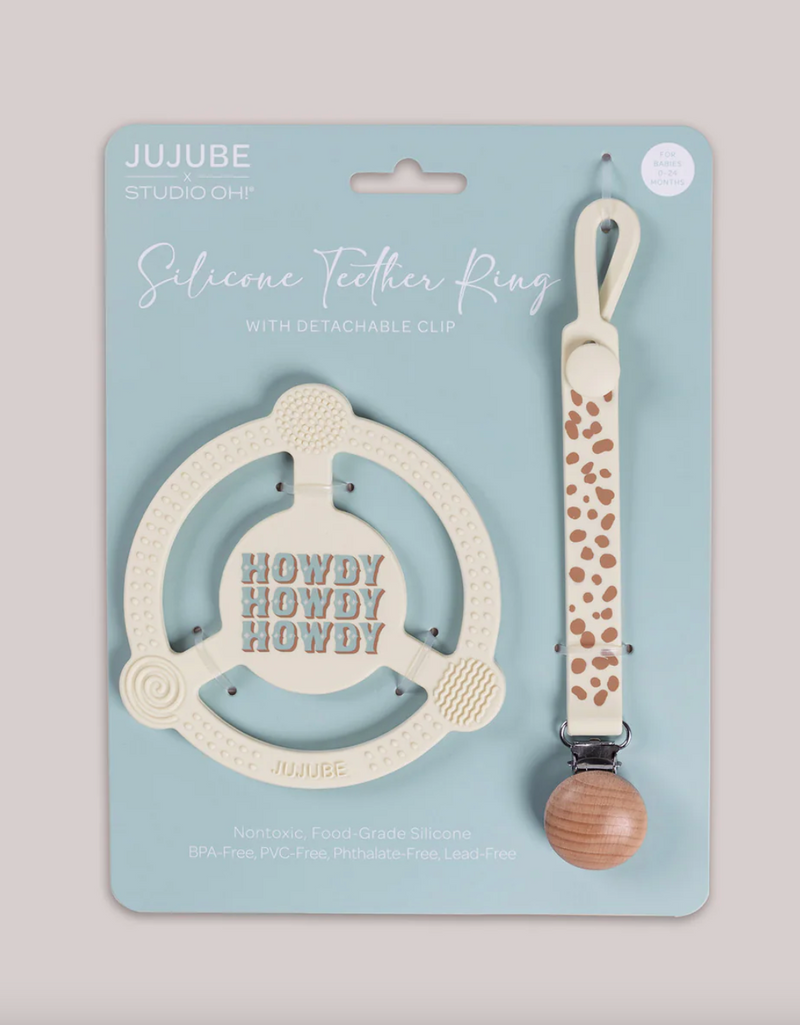 JUJUBE SILICONE TEETHING RINGS WITH DETACHABLE CLIP