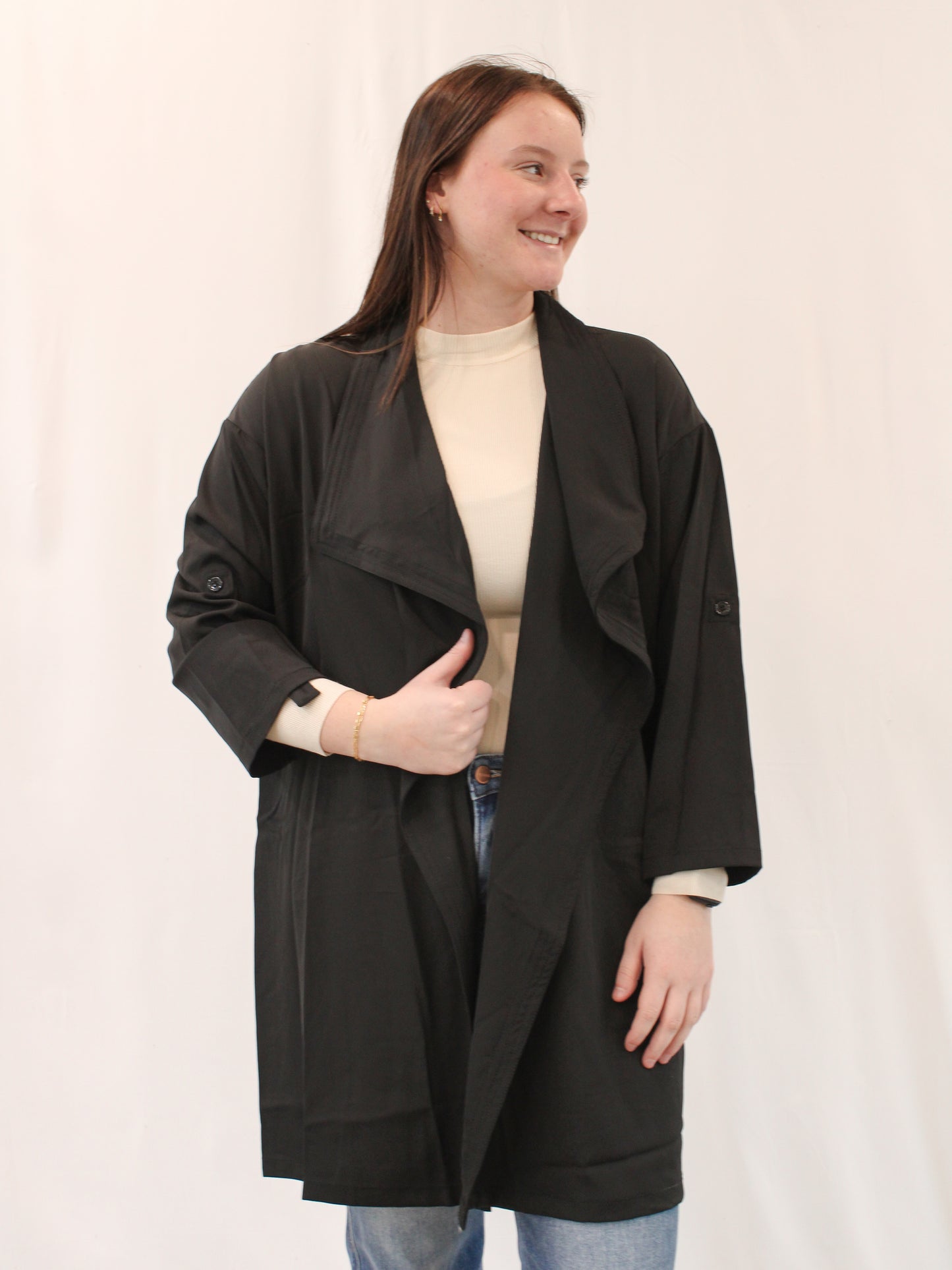 ALIANA REG/CURVY 3/4 SLEEVE WOVEN JACKET