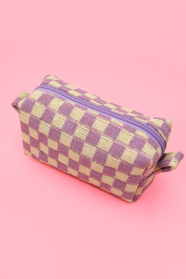 CHECKERED COSMETIC POUCH