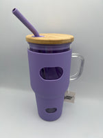 PLASTIC TUMBLER WITH WOOD LID MULTIPLE COLOR OPTIONS