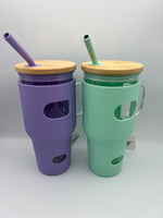 PLASTIC TUMBLER WITH WOOD LID MULTIPLE COLOR OPTIONS