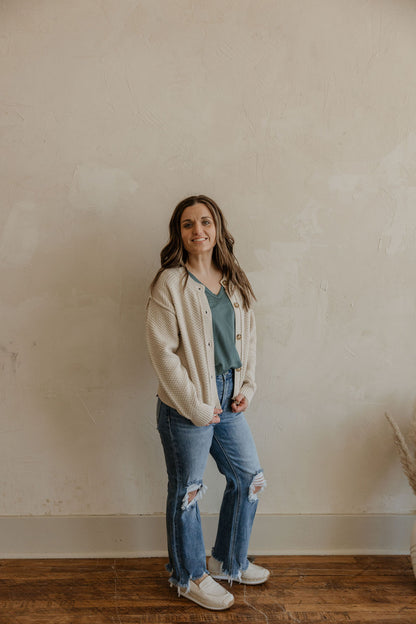 TULLY TEXTURED IVORY CARDIGAN