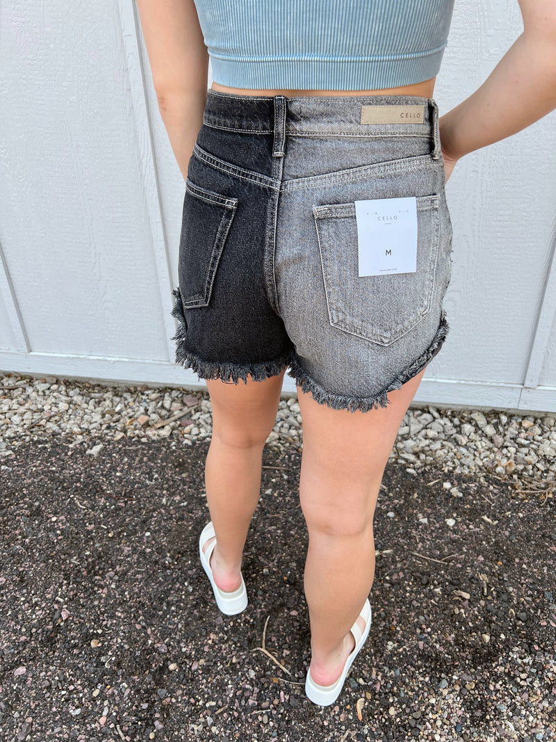 KYNLEE TWO TONE BLACK JEAN SHORTS BY IVY & CO