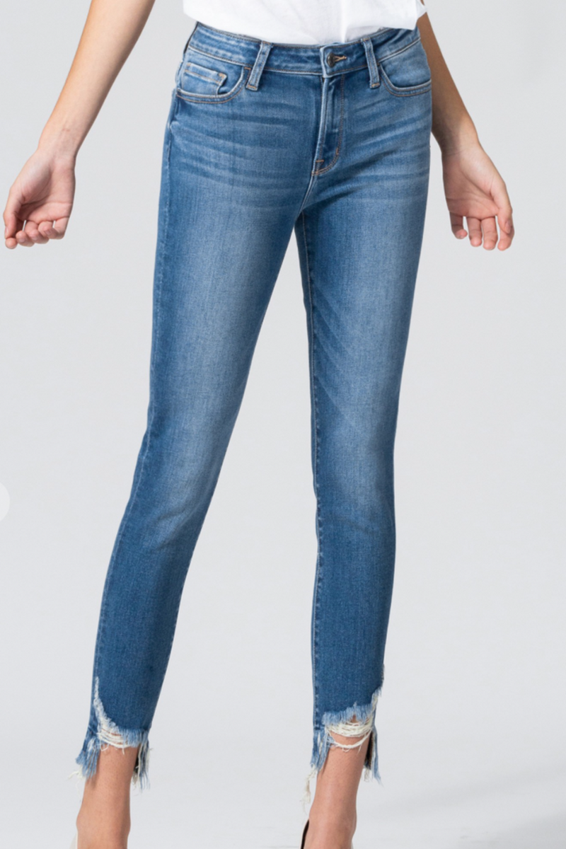 KENNEDY MID RISE RELEASED BUSTED HEM CROP SKINNY VERVET BY IVY & CO