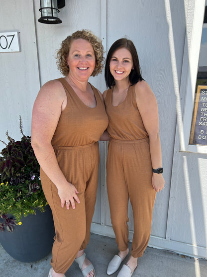 KHLOE CURVY/REG CAMEL JUMPSUIT