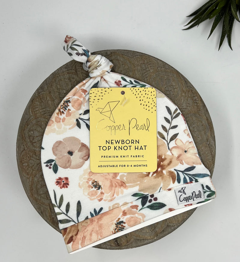 COPPER PEARL NEWBORN TOP KNOT HAT