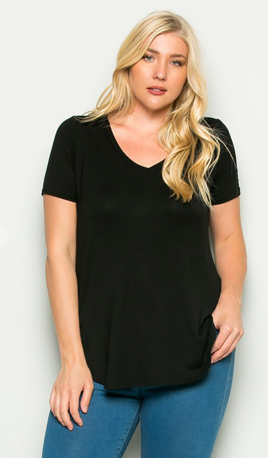 Plus vneck basic top 2 color options