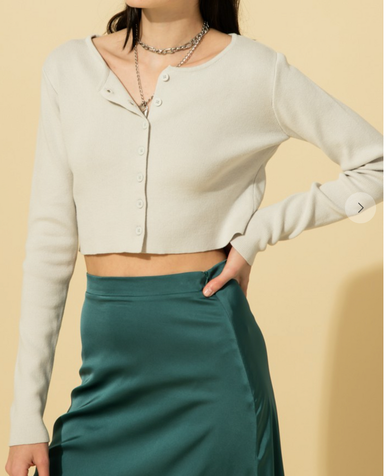 LONG SLEEVE CROPPED SWEATER CARDIGAN BY IVY & CO