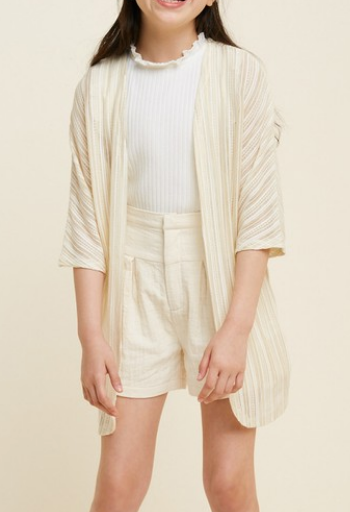 Girls striped cream cardigan