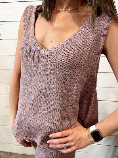 ROSE KNITTED VNECK TANK TOP 2 COLOR OPTIONS