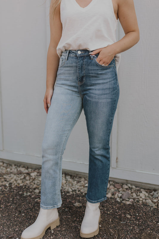 MERISSA TWO TONE HIGH RISE JEANS