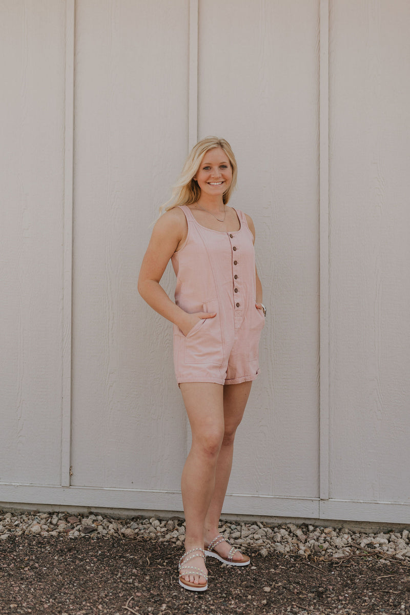 MAYA COTTON TWILL BUTTON FRONT ROMPER BY IVY & CO