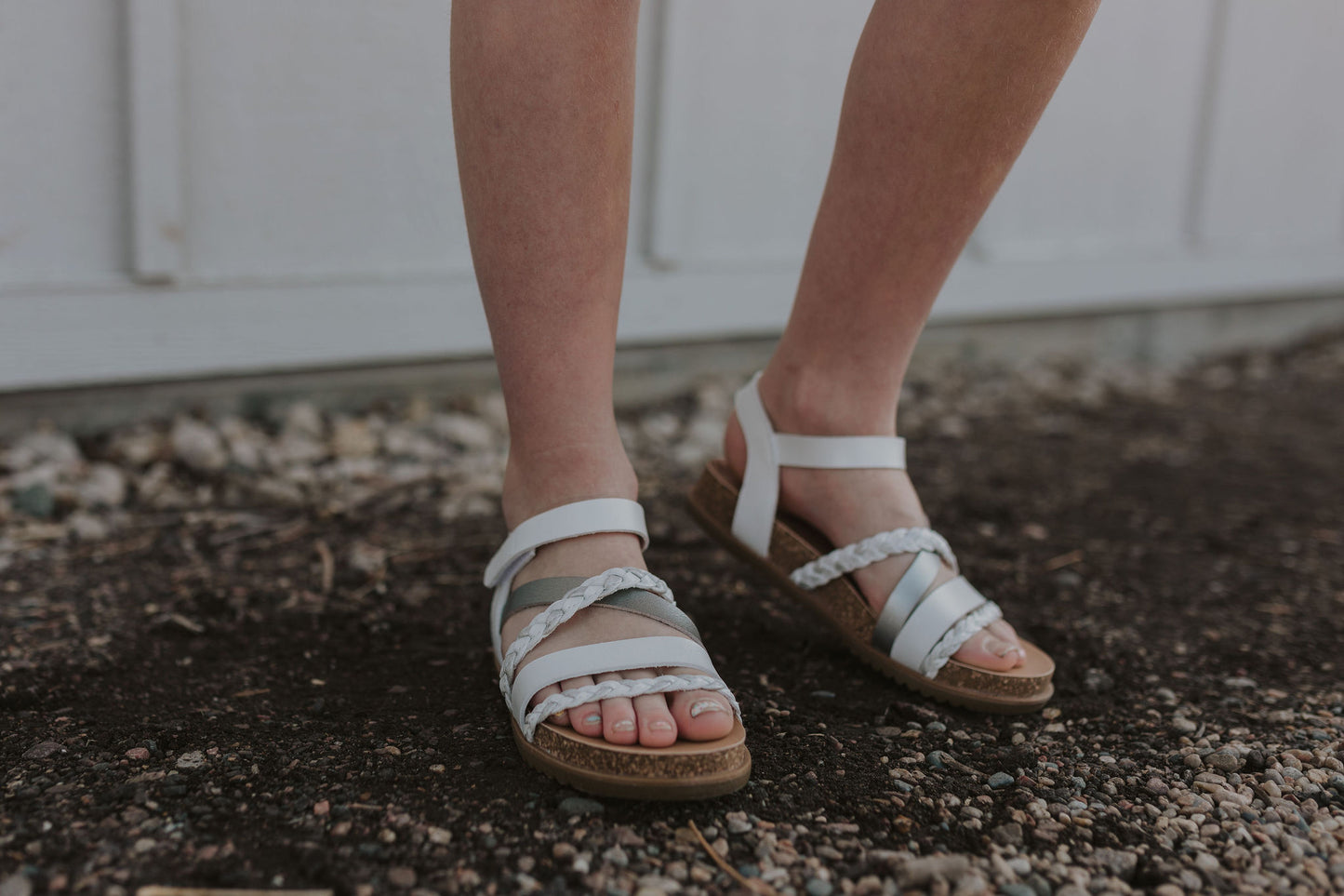 FREDDIE GIRLS PEARL WHITE STRAPPY SANDAL