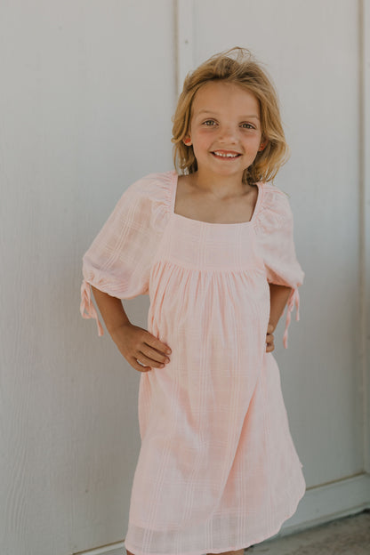 BELLE GIRLS TEXTURED PINK DRESS