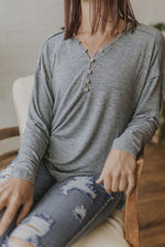 KATHALEEN BUTTON FRONT LONG SLEEVE TOP 2 COLOR OPTIONS
